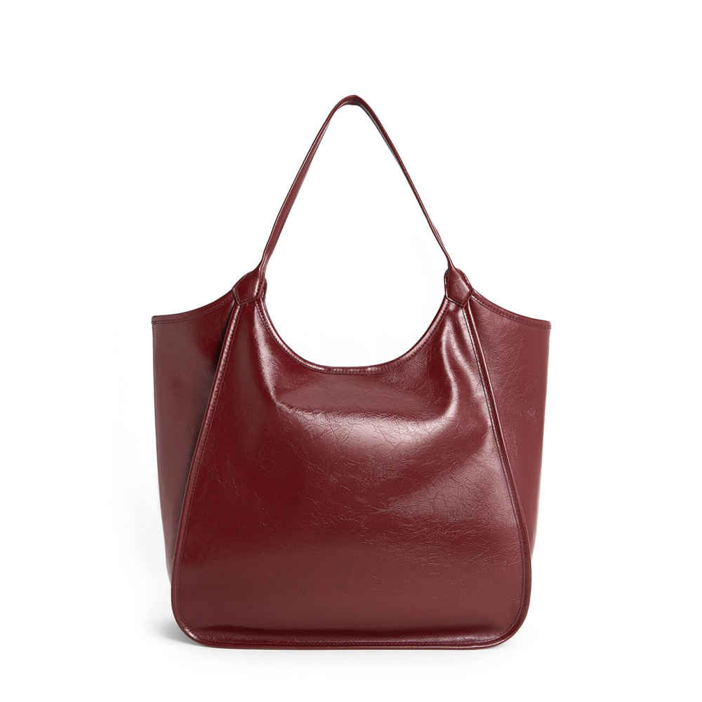 Charles & Keith Sianna Crinkle-Effect Slouchy Brown Tote Bag-thumb-1