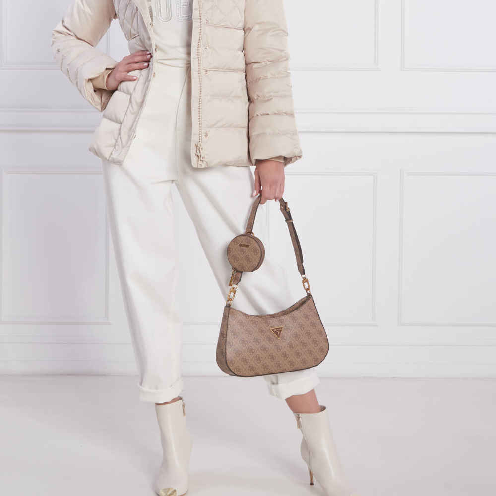 Guess Hobo Alexie Top Zip Brown Shoulder Bag-5