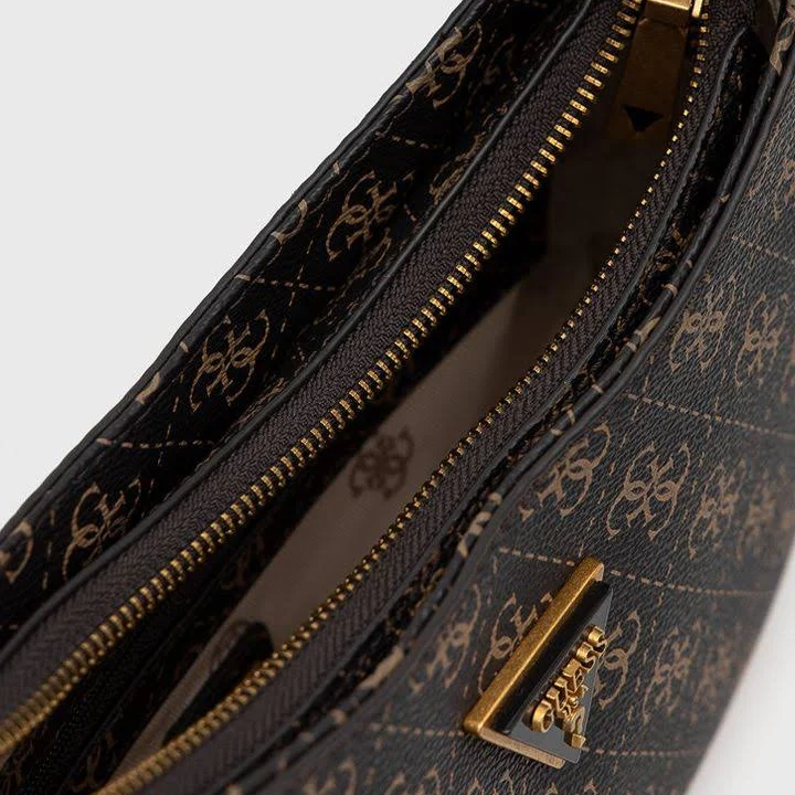 Guess Alexie Top Zip Dark Brown Shoulder Bag-5