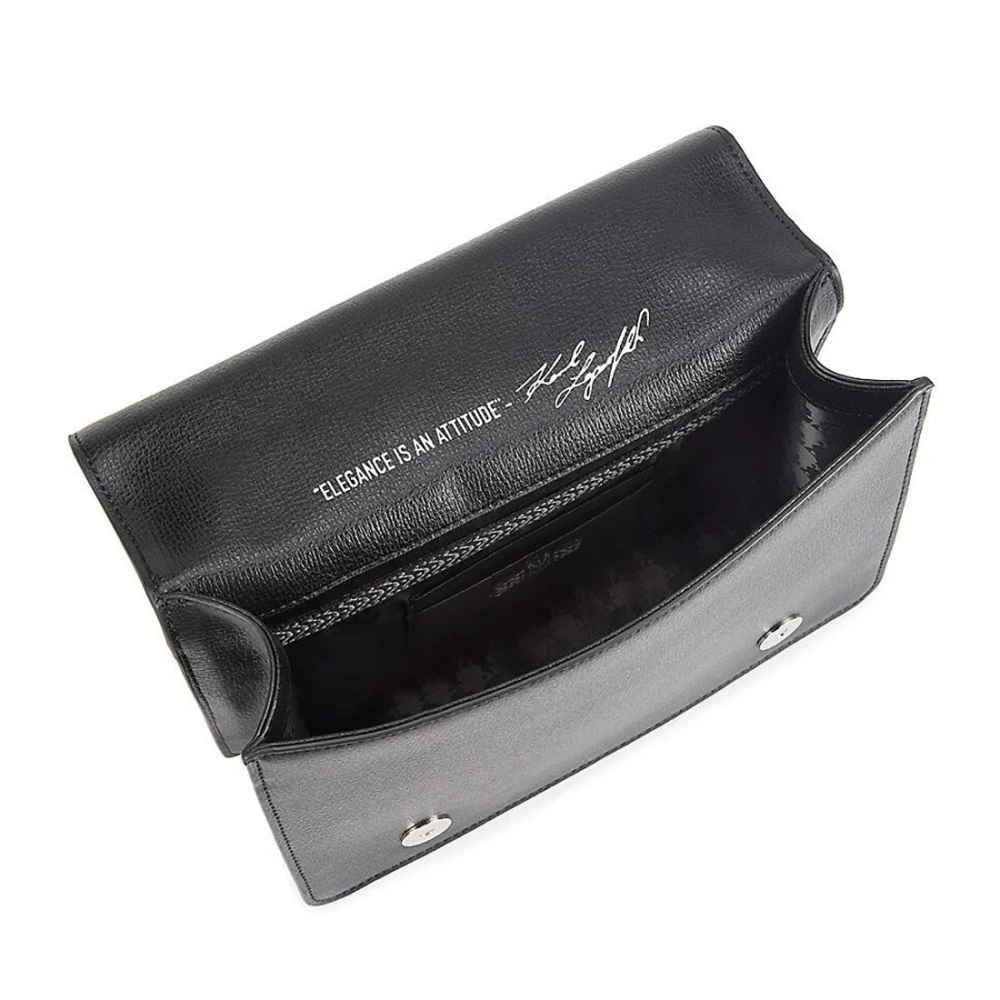 Karl Lagerfeld Simone Small Leather Crossbody Black Shoulder Bag-2