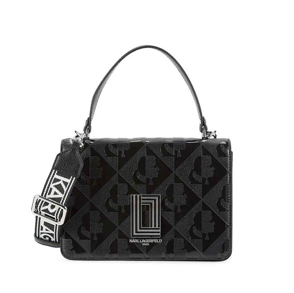 Karl Lagerfeld Simone Small Leather Crossbody Black Shoulder Bag-1