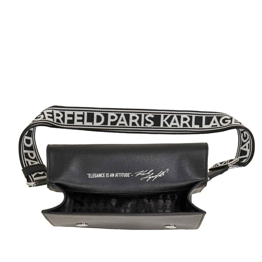 Karl Lagerfeld Simone Small Leather Crossbody Black Shoulder Bag-5