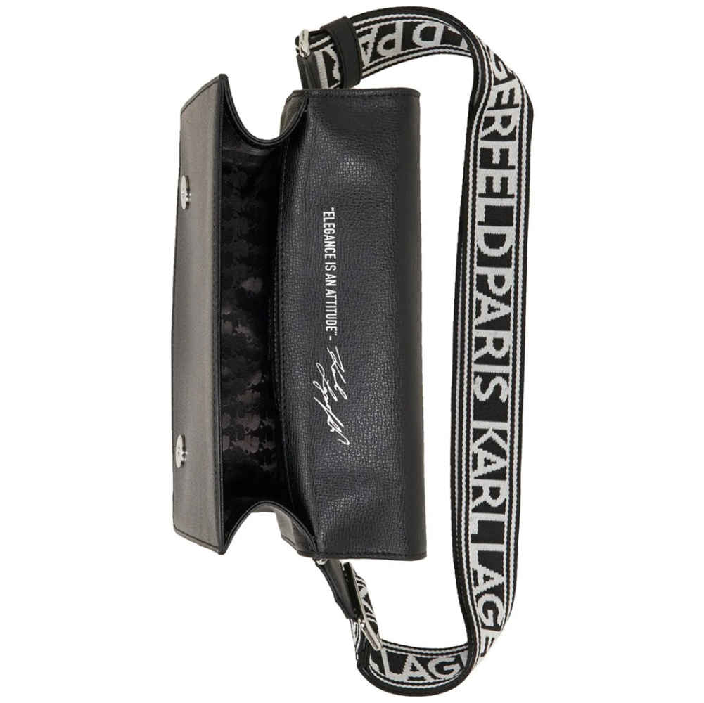 Karl Lagerfeld Simone Small Leather Crossbody Black Shoulder Bag-4