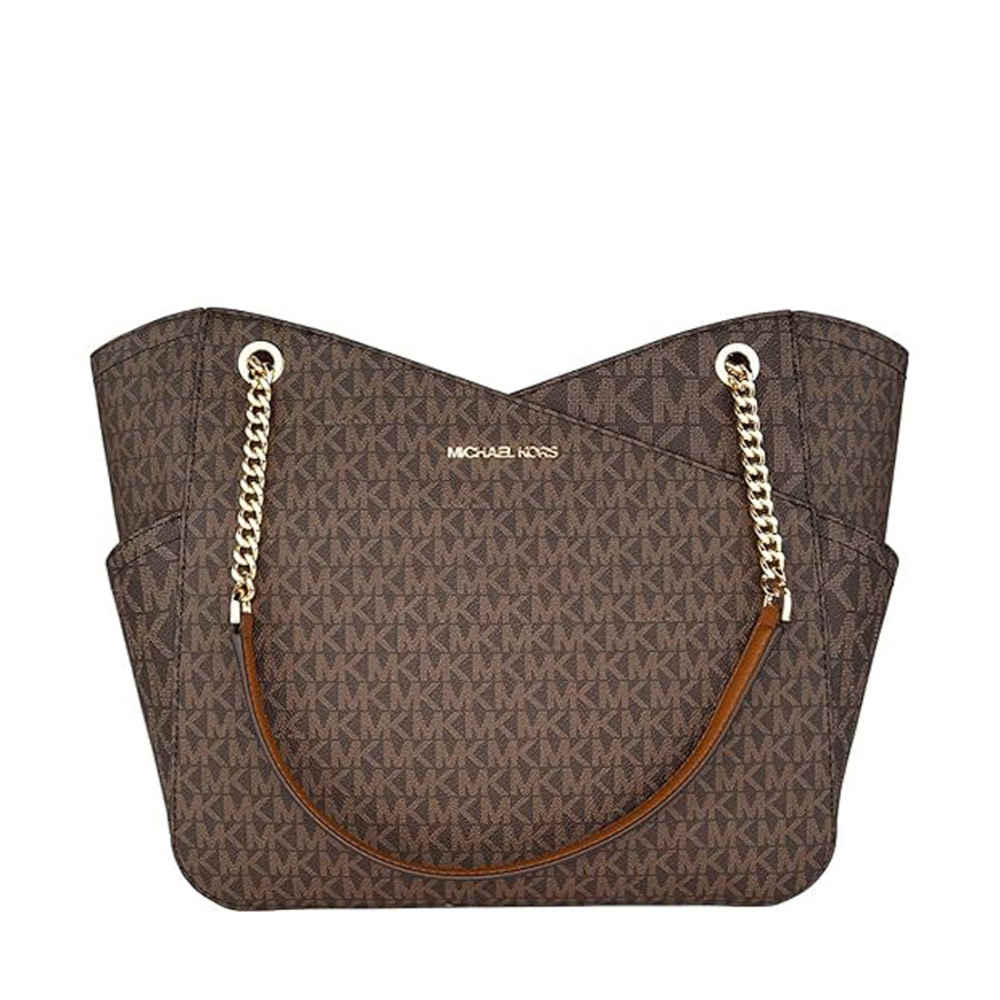 Michael Kors Jet Set Large Logo Brown Shoulder Bag-thumb-1