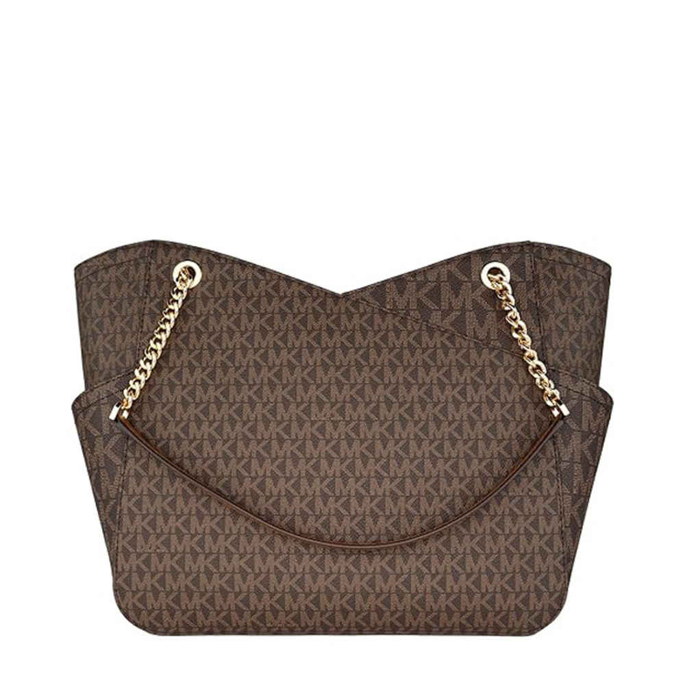 Michael Kors Jet Set Large Logo Brown Shoulder Bag-thumb-2