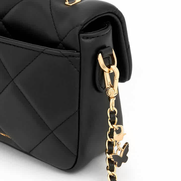 Charles & Keith Quilted Boxy Top Black Handle Bag-thumb-3