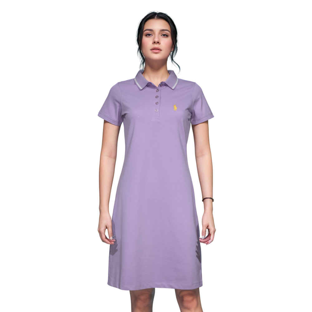 Ralph Lauren Embroidery Logo Purple Premium Dress-thumb-1
