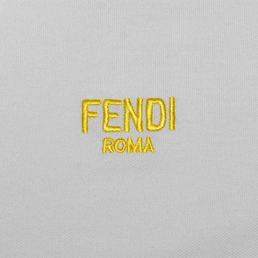 Fendi Roma Embroidered logo White Polo T-shirt-3