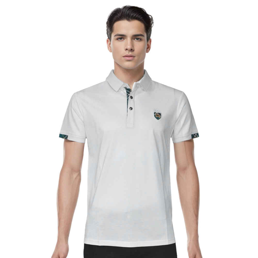 Burberry White Premium Luxury Polo T-shirt-thumb-0