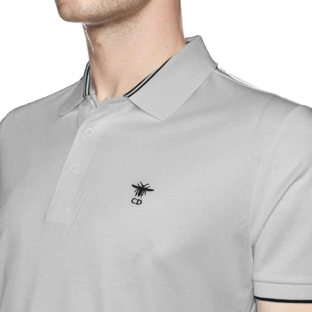 Christian Dior Bee Embroidered White Premium Polo T-shirt-thumb-2