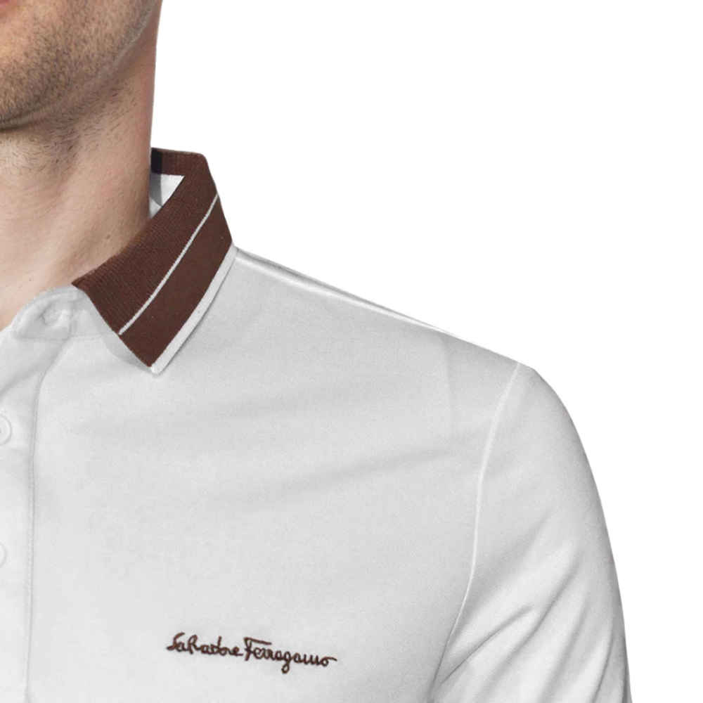 Salvatore Ferragamo Embroidered logo White T-shirt-4