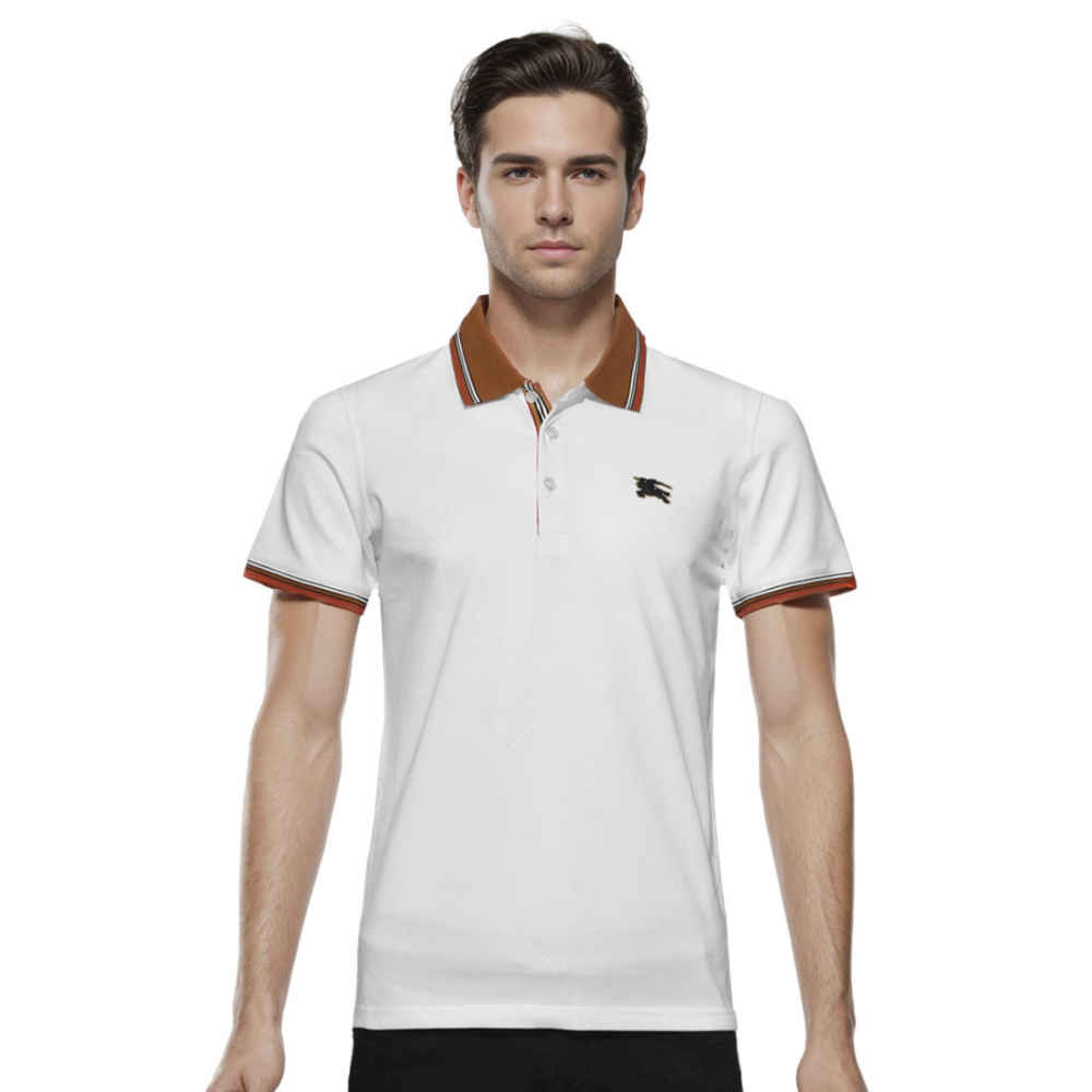 Burberry Embossed Logo White Premium Quality T-shirt-thumb-0