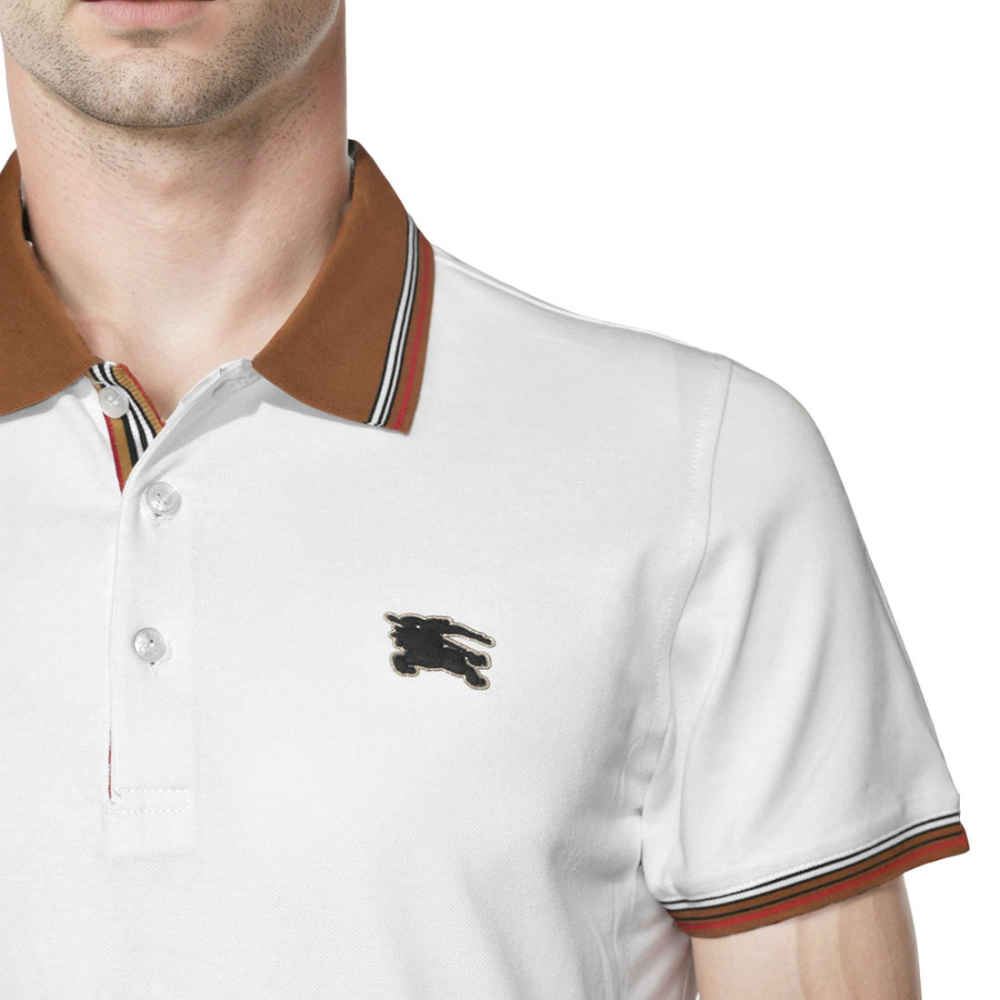 Burberry Embossed Logo White Premium Quality T-shirt-thumb-4