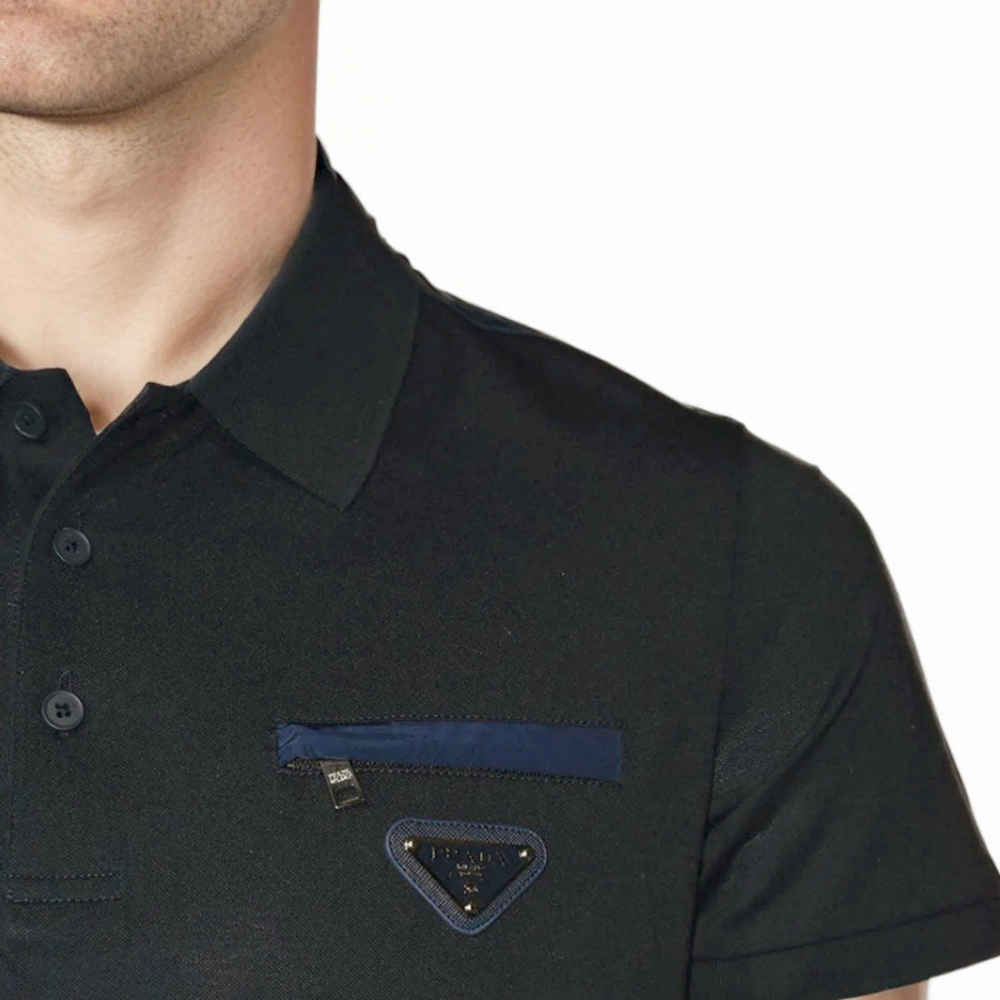 Prada Black Premium Stretch Cotton Polo T-shirt-4