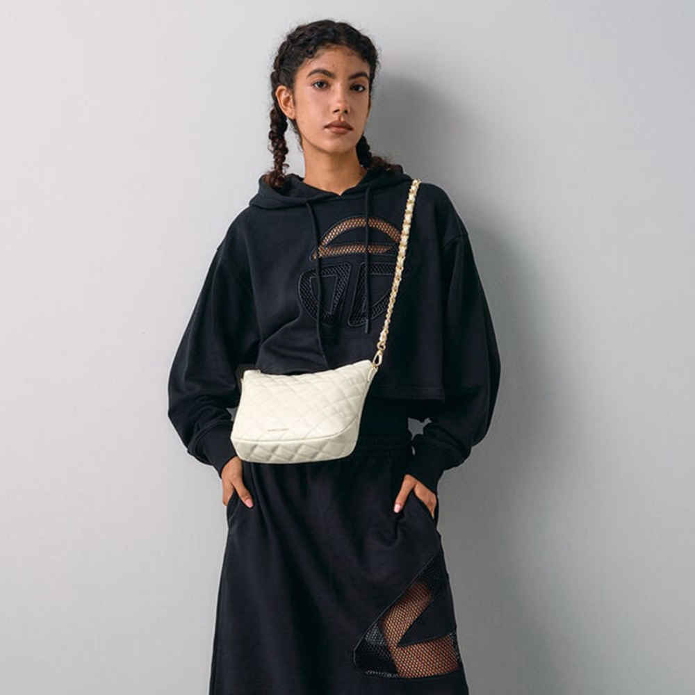 Charles & Keith  Duo Quilted Slouchy Cream Hobo Bag-5