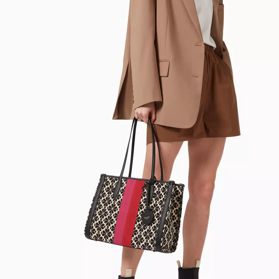 Kate Spade Flower Jacquard Stripe Tote Bag-2