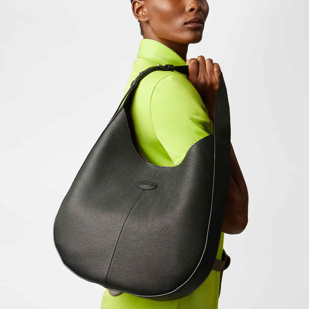 Tod's Di Leather Small Black Hobo Bag-thumb-4