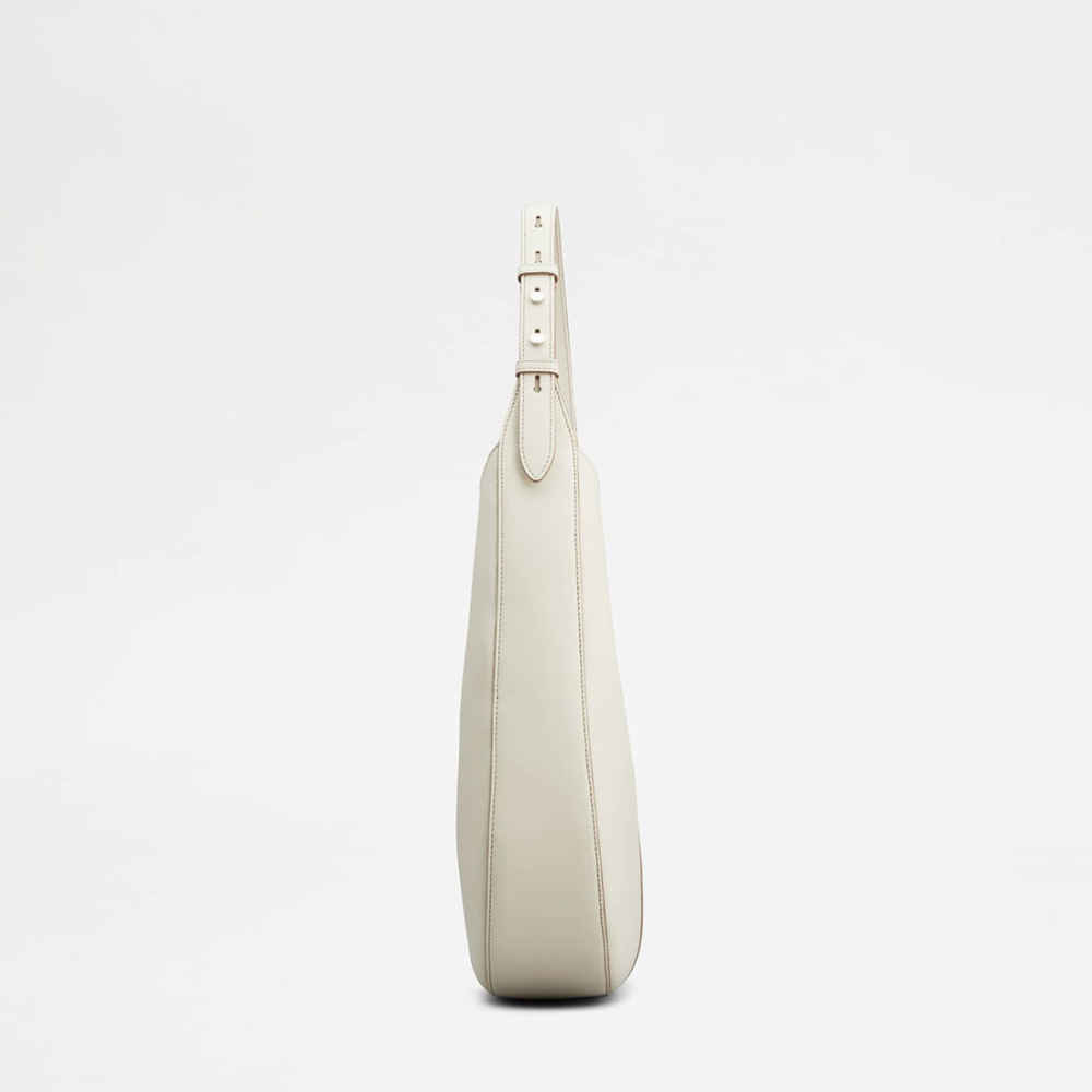 Tod's Di Leather Small White Hobo Bag-thumb-1