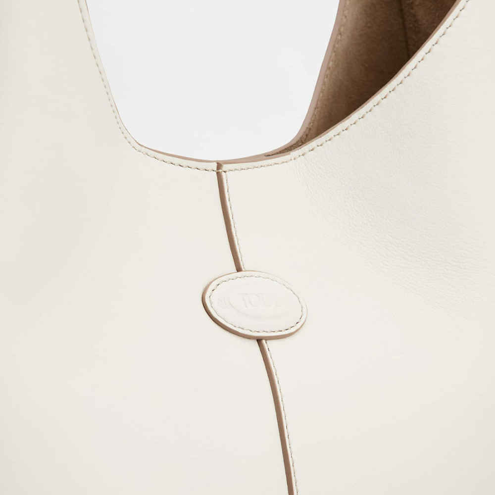 Tod's Di Leather Small White Hobo Bag-thumb-3