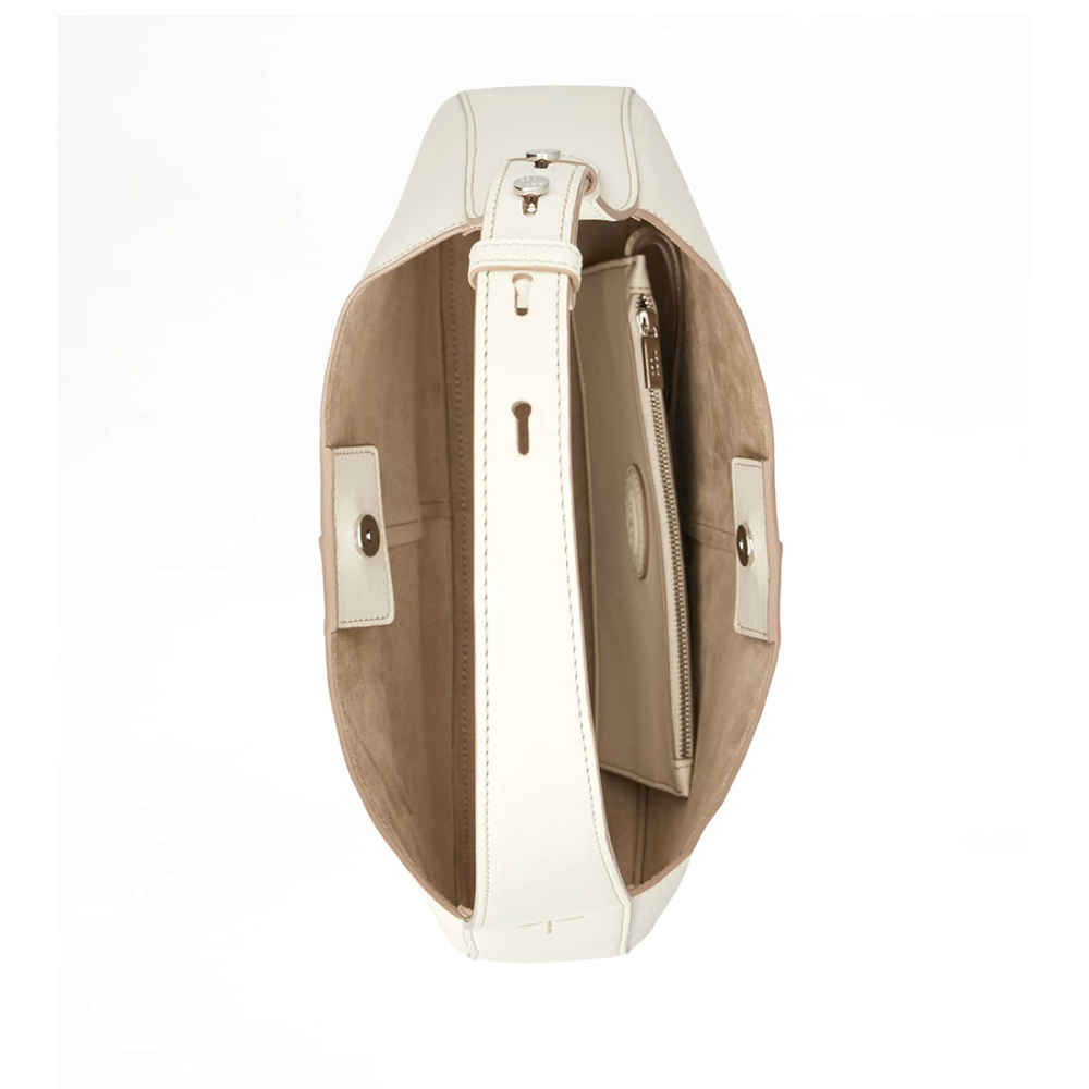 Tod's Di Leather Small White Hobo Bag-thumb-2