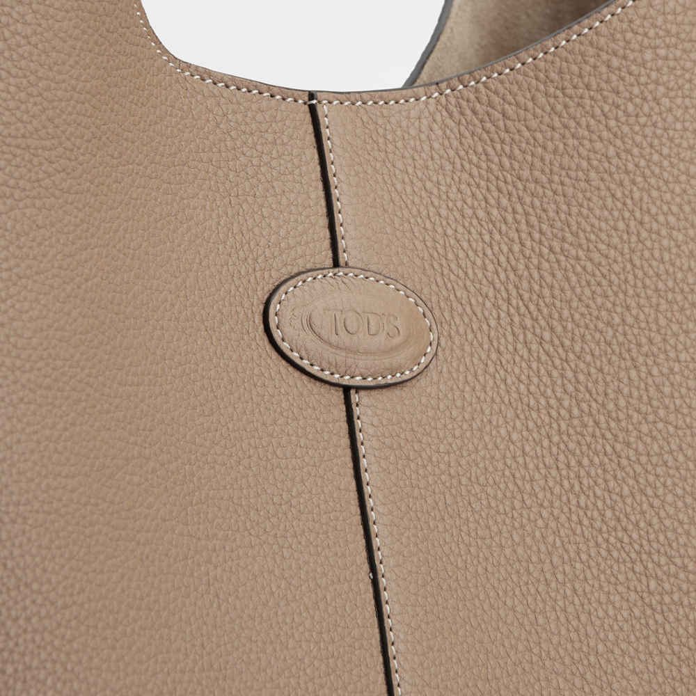 Tod's Di Leather Small Beige Hobo Bag-thumb-3