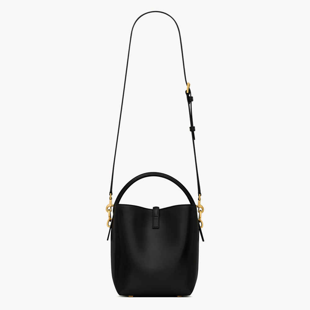 YSL le 37 Small Shiny Black Bucket Bag-3
