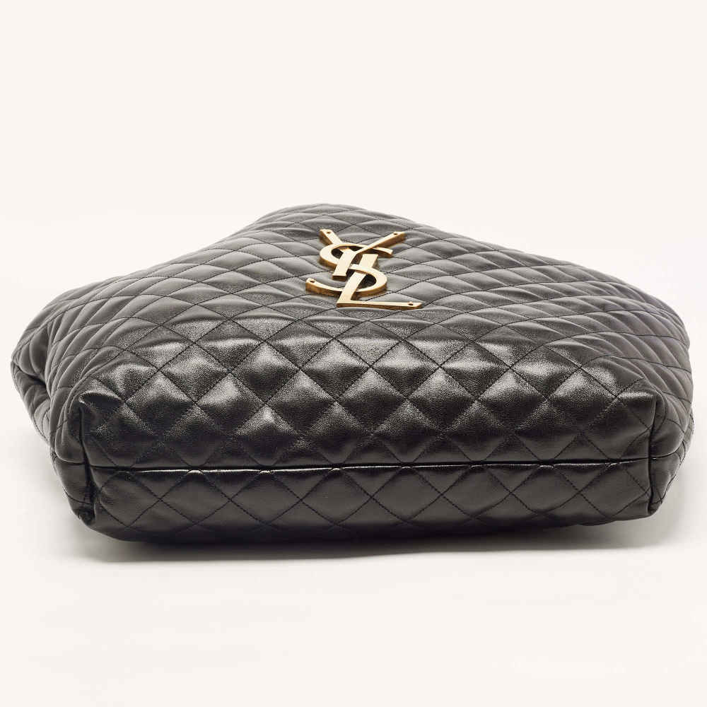Saint Laurent Black Quilted Leather Maxi Icare Shopping Tote Bag-2