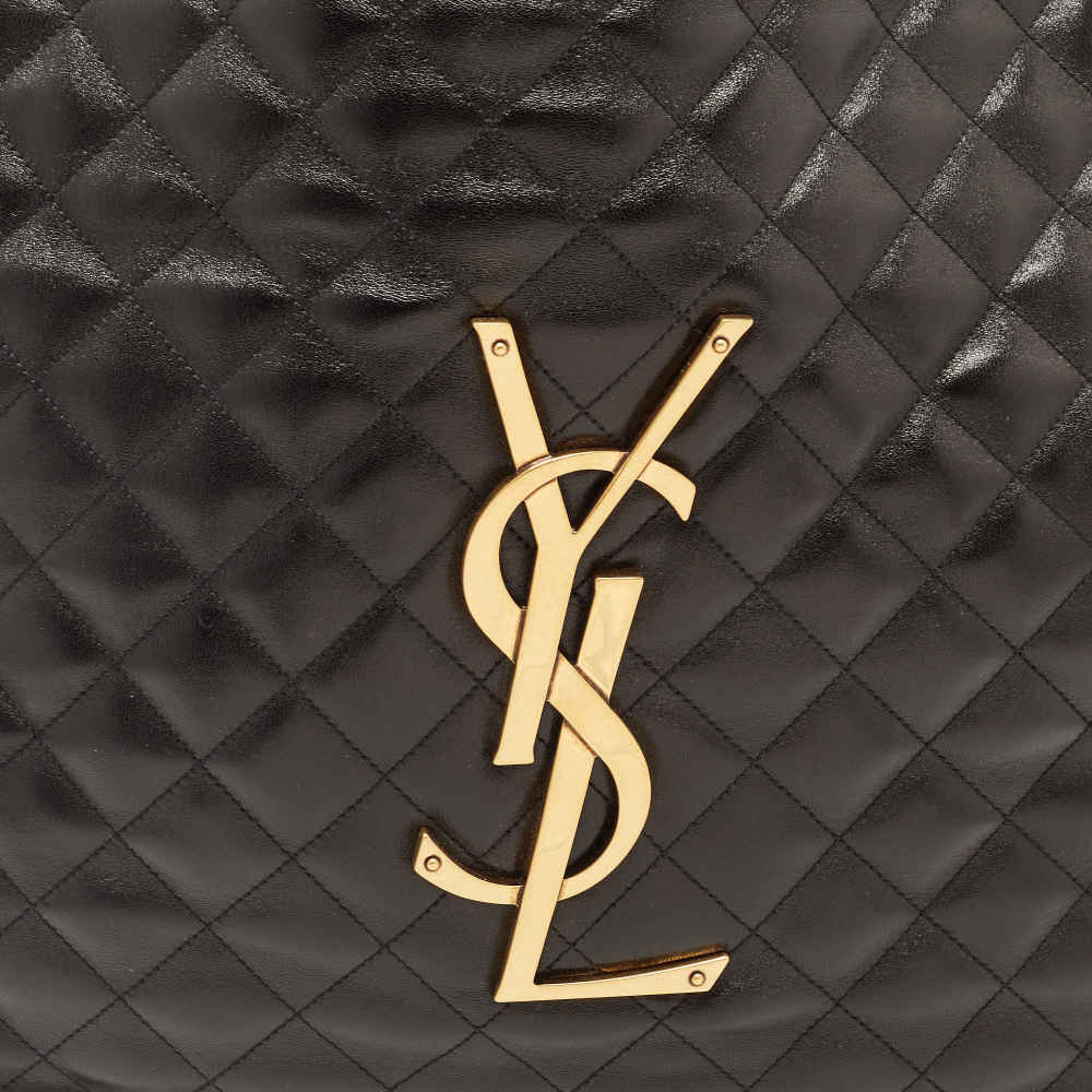 Saint Laurent Black Quilted Leather Maxi Icare Shopping Tote Bag-3