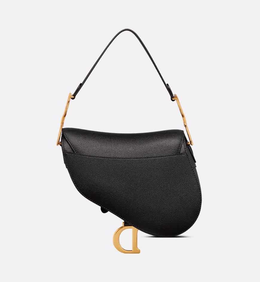 Dior Saddle Bag with Strap Black Grained skin-1