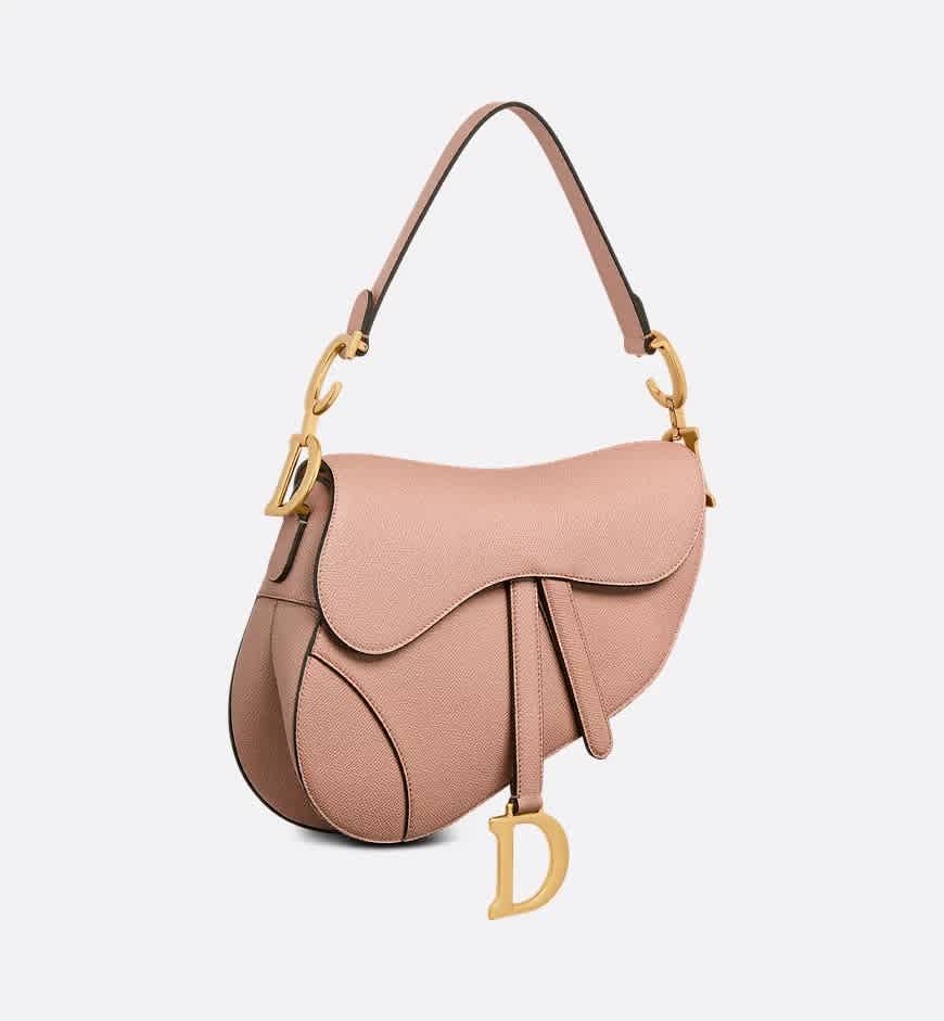 Dior Saddle Bag with Strap Pink Grained skin-thumb-0