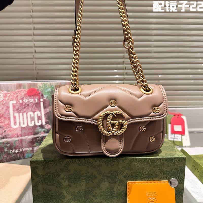 Gucci Marmont Studded GG Series Beige Women Bag-thumb-0