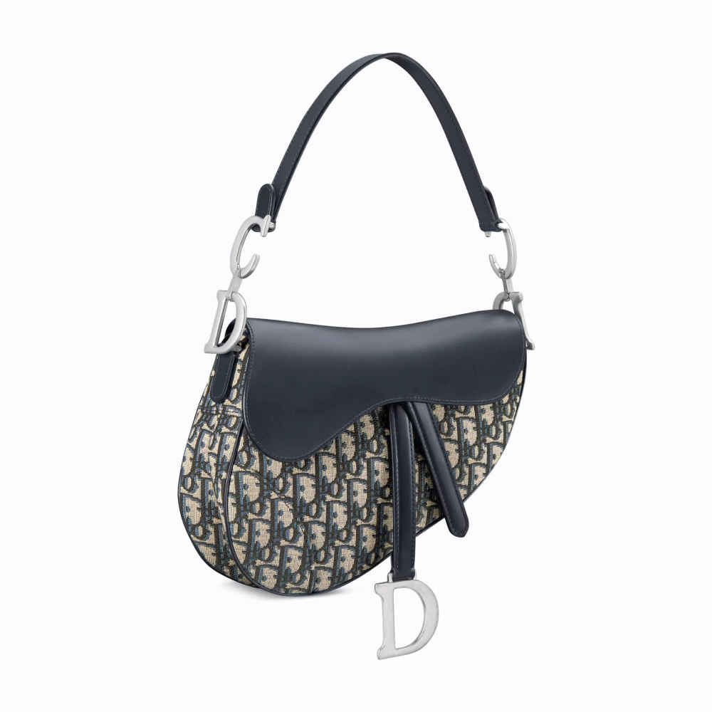 Christian Dior Black Oblique Canvas Mini Dior Saddle Bag-1