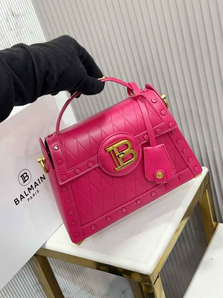 Balmain B-Buzz Glazed Pink Leather Dynasty Bag-thumb-0
