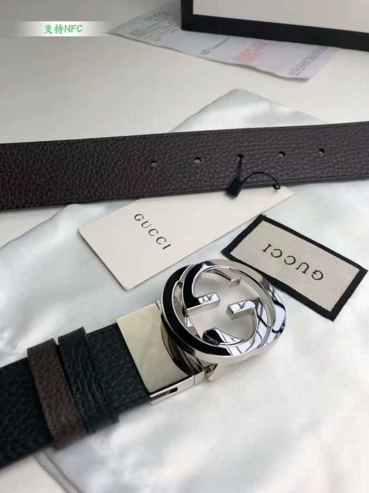 Gucci Black & Silver Elastic Band Crystal Embellished Buckle Belt-thumb-0