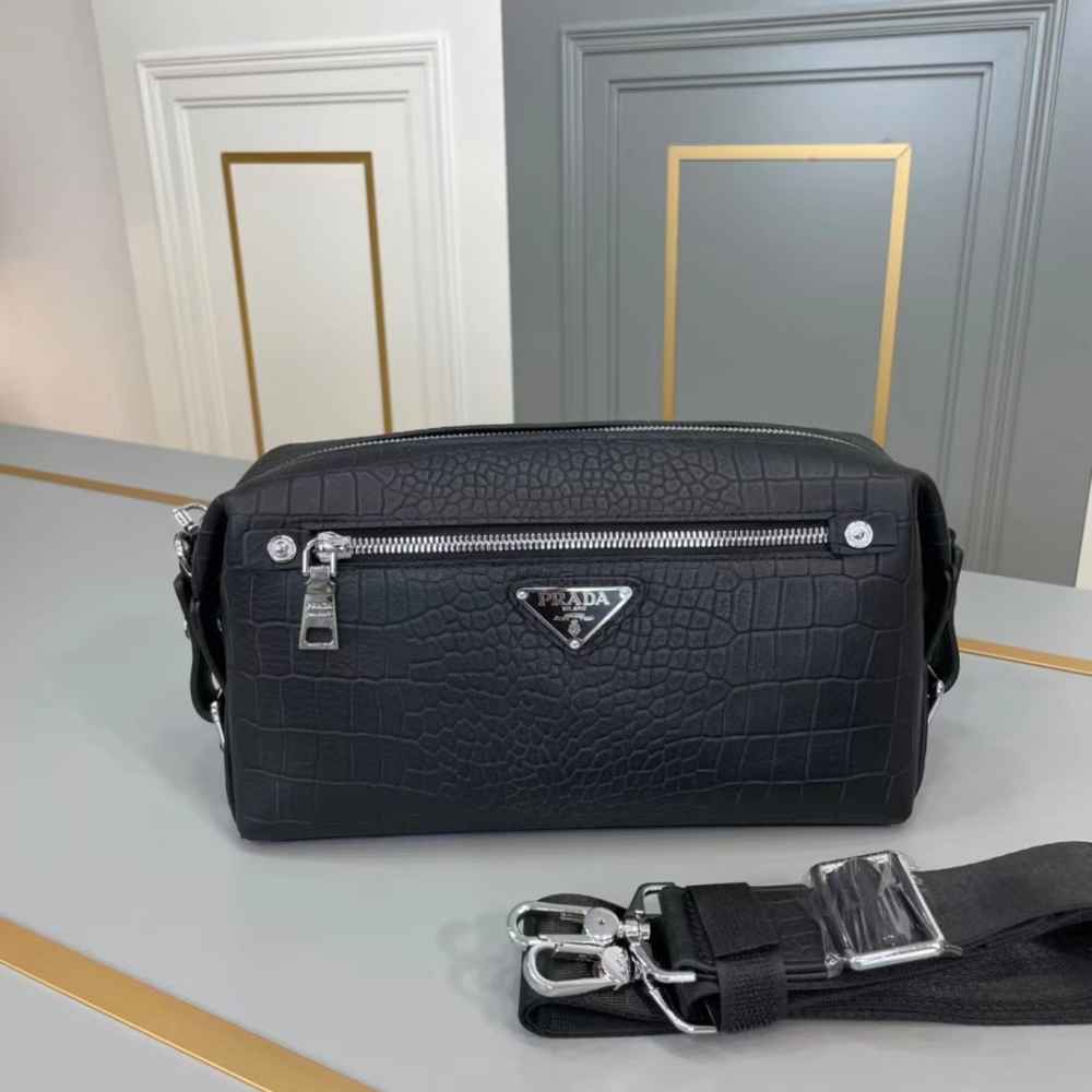 Prada Re-Nylon and Saffiano leather travel pouch-thumb-0