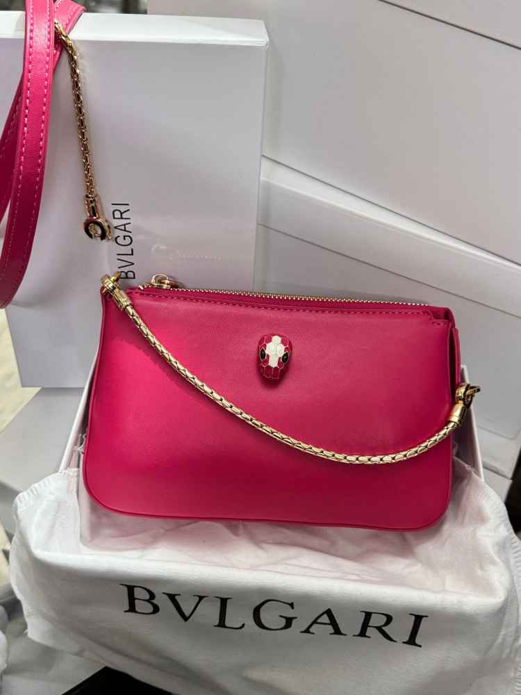Bvlgari Serpenti Accessory Pouch Pink Leather Bag-thumb-0