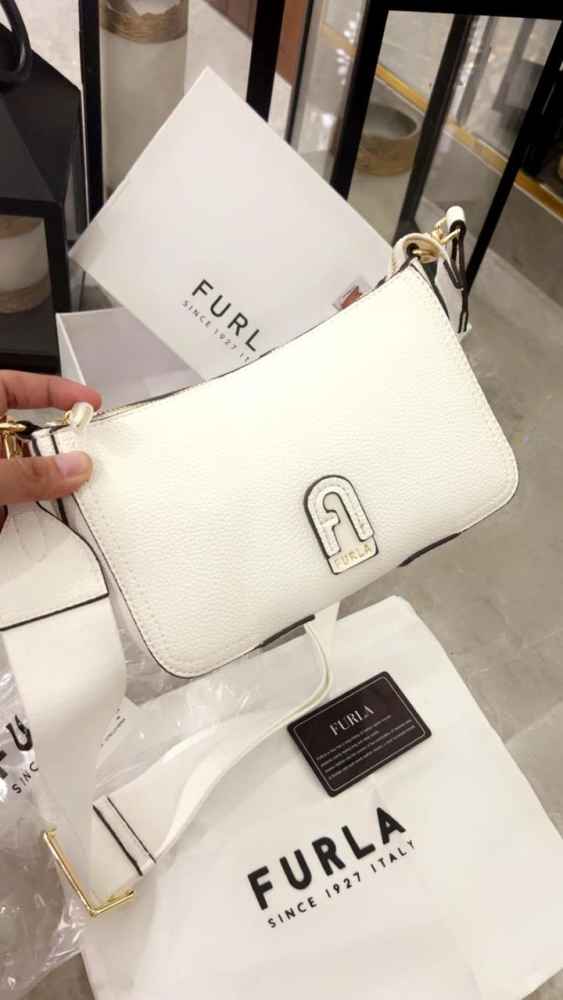 Furla Atena White High Quality Leather shoulder Bags-thumb-0