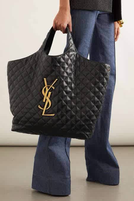 Saint Laurent Black Quilted Leather Maxi Icare Shopping Tote Bag-5