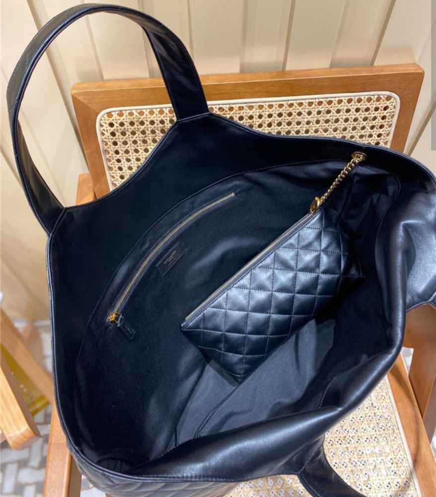 Saint Laurent Black Quilted Leather Maxi Icare Shopping Tote Bag-6