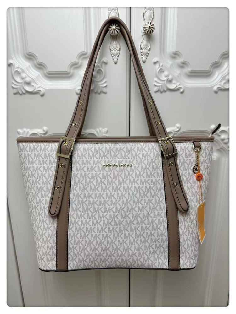 Michael Kors Marilyn Small Saffiano White/brown Leather Crossbody Bag-thumb-0