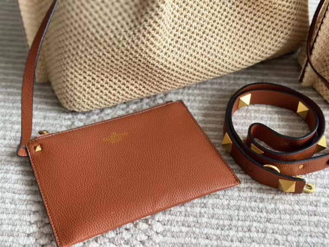 Valentino Garavani Medium Straw Summer Cream Tote Bag-2