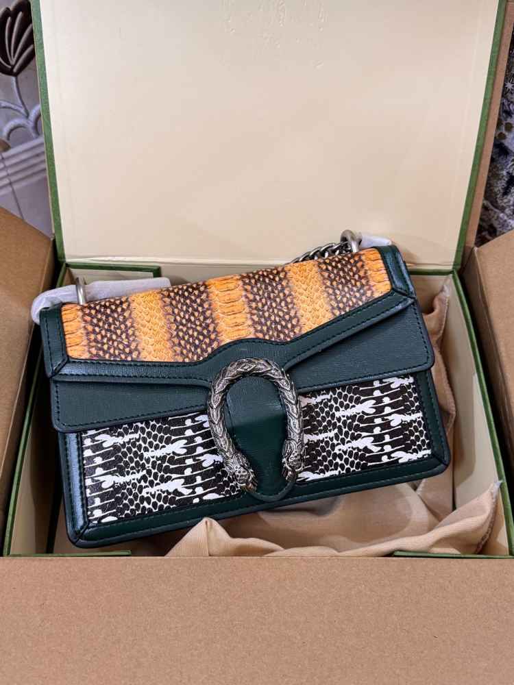 Gucci Crystal Black Leather Crossbody Bag-thumb-0