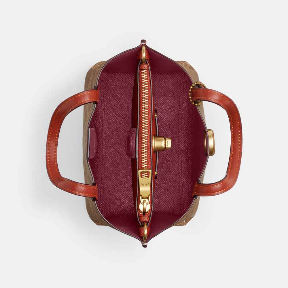 Coach Willow 18 In Signature Canvas Brown Tote Bag-thumb-3