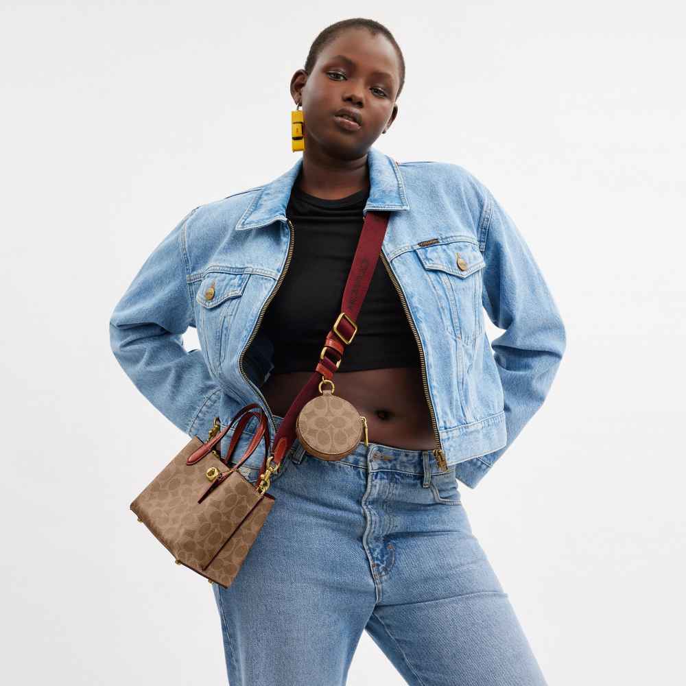 Coach Willow 18 In Signature Canvas Brown Tote Bag-thumb-5