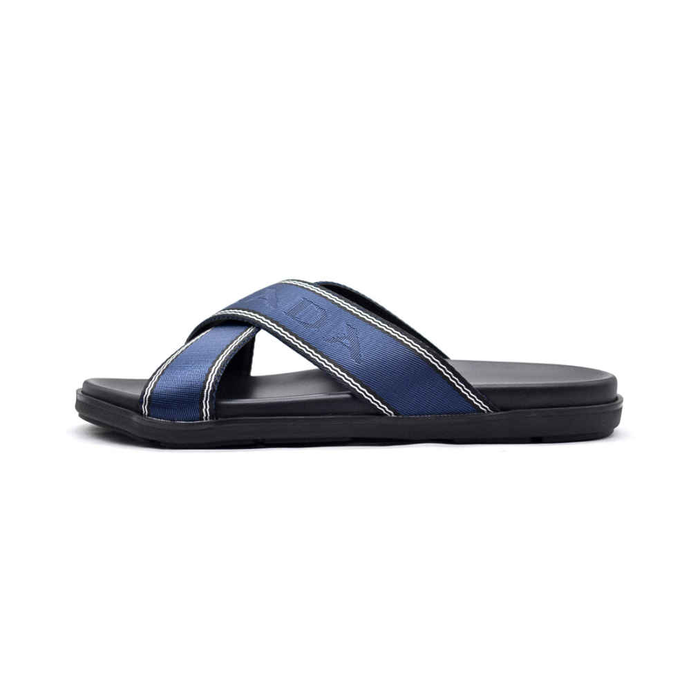 Prada Black/Blue Saffiano leather Crisscross Flip-flops-1