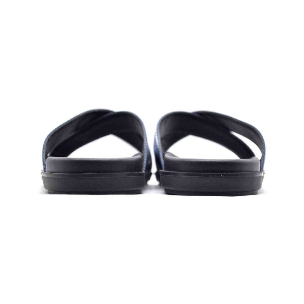 Prada Black/Blue Saffiano leather Crisscross Flip-flops-3