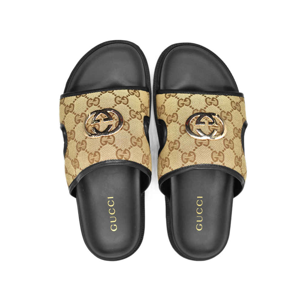 Gucci GG Canvas Brown Mens Flip-flops-thumb-4