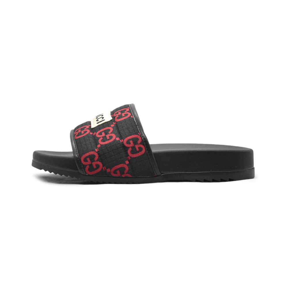 Gucci GG Canvas Black/Red Mens Flip-flops-1