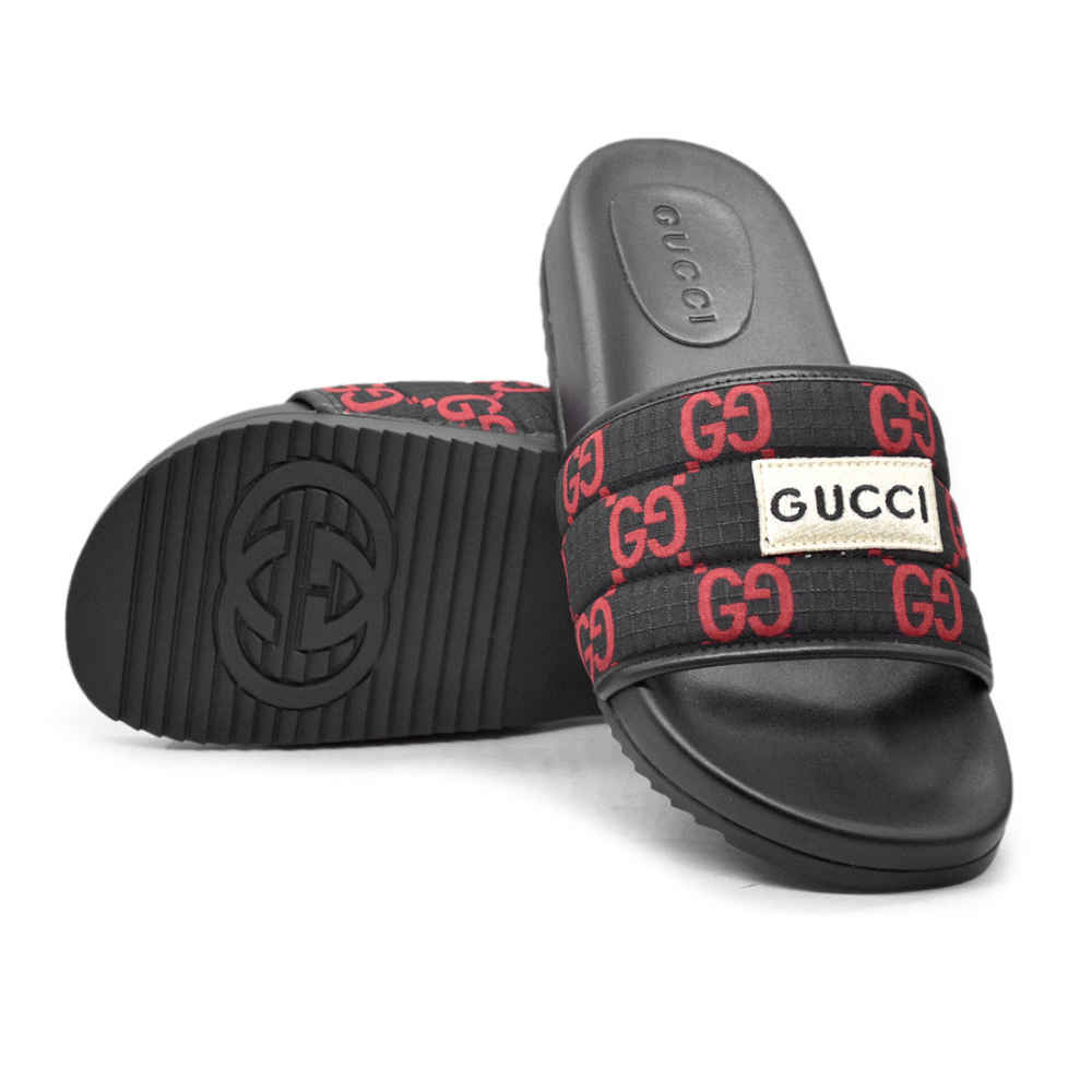 Gucci GG Canvas Black/Red Mens Flip-flops-5
