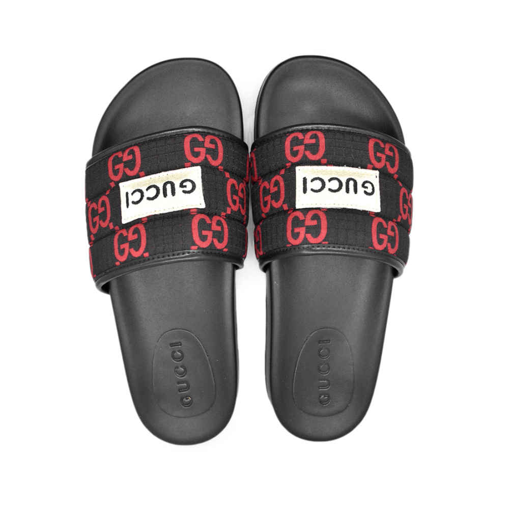 Gucci GG Canvas Black/Red Mens Flip-flops-4